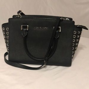 SOLD! Michael Kors Black and Silver Grommet Bag